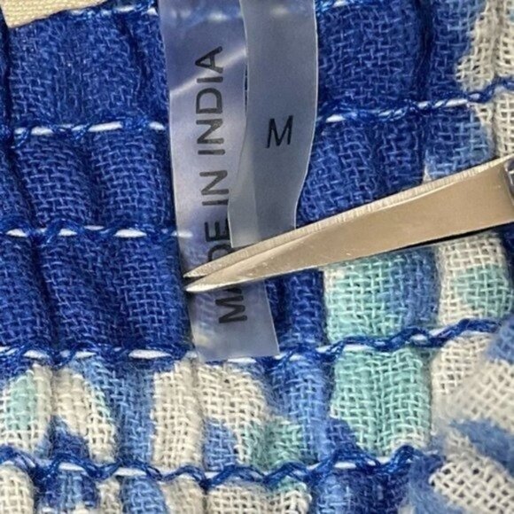 Soft Surroundings Blue Mahini Maxi Ikat print handkerchief Dress Boho Medium - Picture 12 of 13